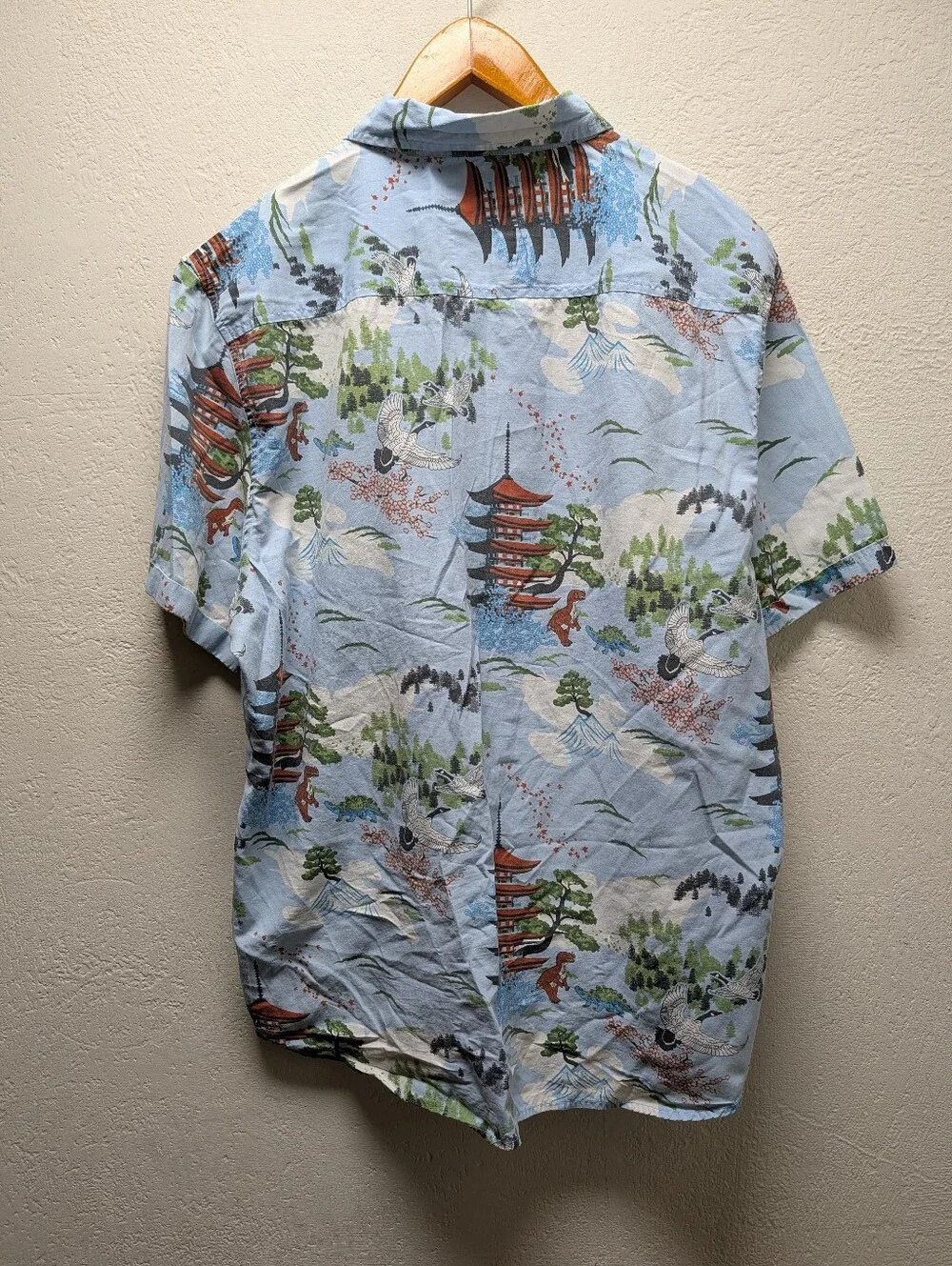 Firefly Lootwear Japanese Dinosaur Short Sleeve Button Down Shirt-Men's Size 2XL